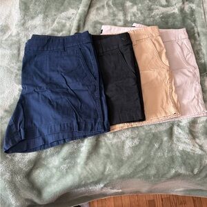 J. Crew Four-Pack Women’s Casual Shorts — Navy, Black, Tan, Light Pink